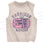 Unisex Sardines Printed Washed Tank Top