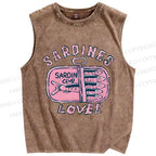 Unisex Sardines Printed Washed Tank Top