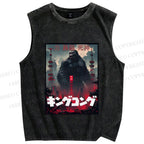 Unisex King Kong Printed Washed Tank Top