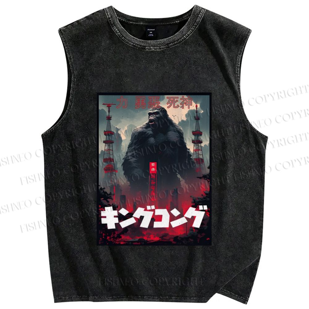 Unisex King Kong Printed Washed Tank Top
