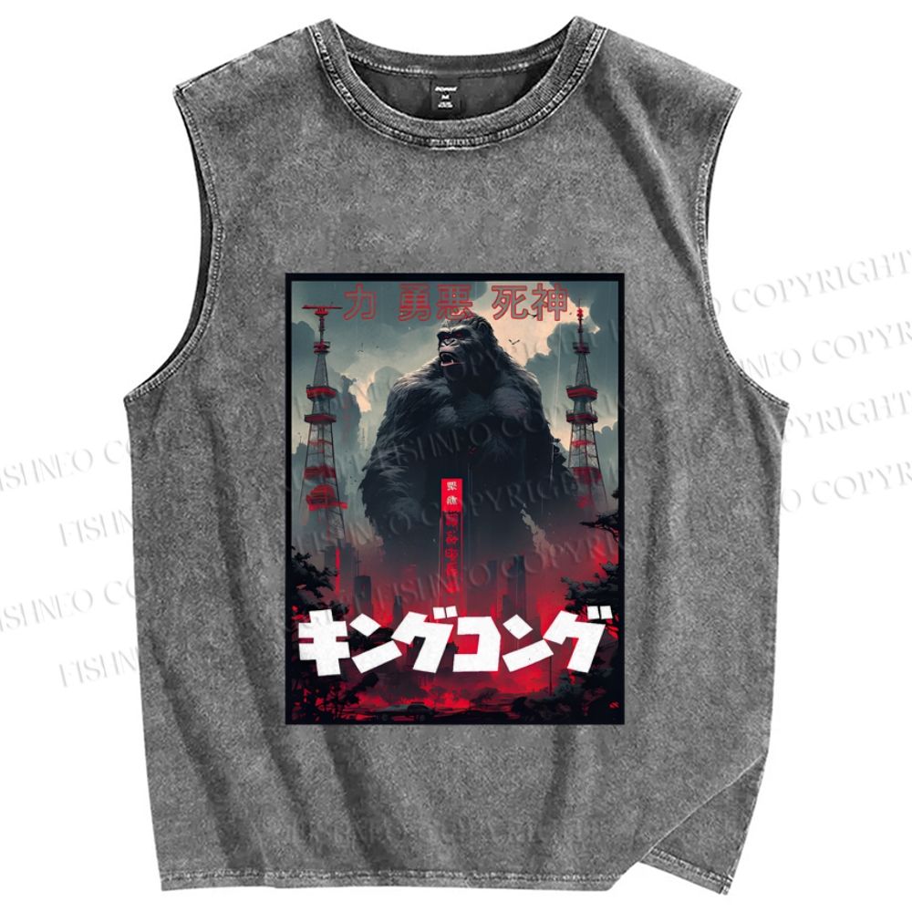 Unisex King Kong Printed Washed Tank Top