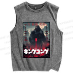 Unisex King Kong Printed Washed Tank Top