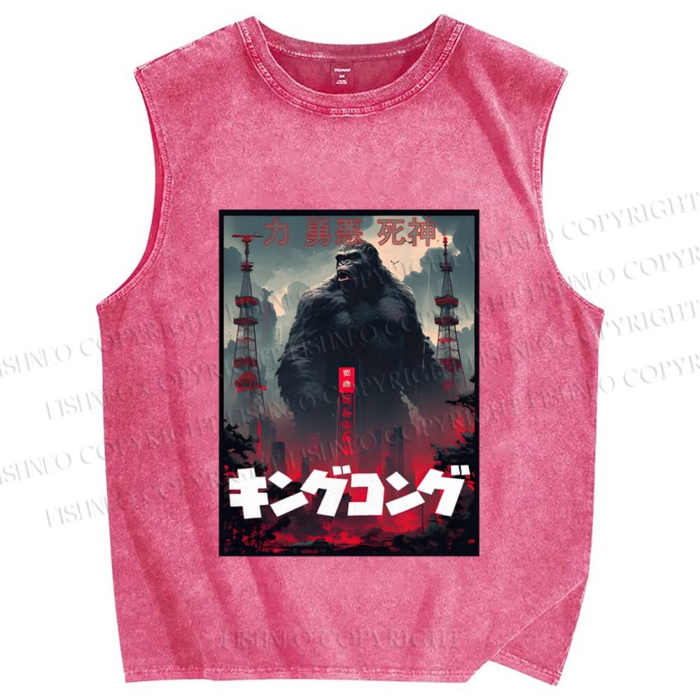 Unisex King Kong Printed Washed Tank Top
