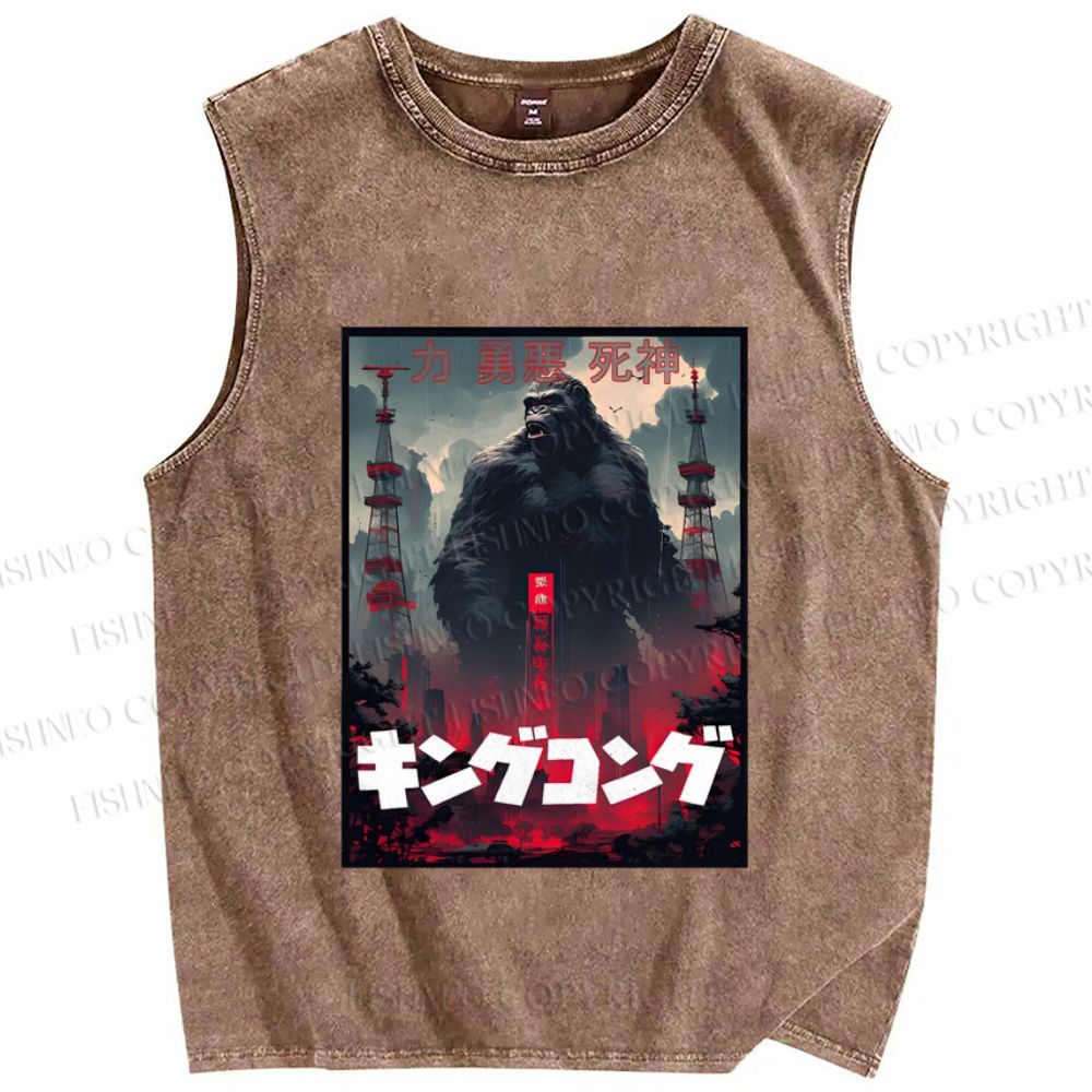 Unisex King Kong Printed Washed Tank Top