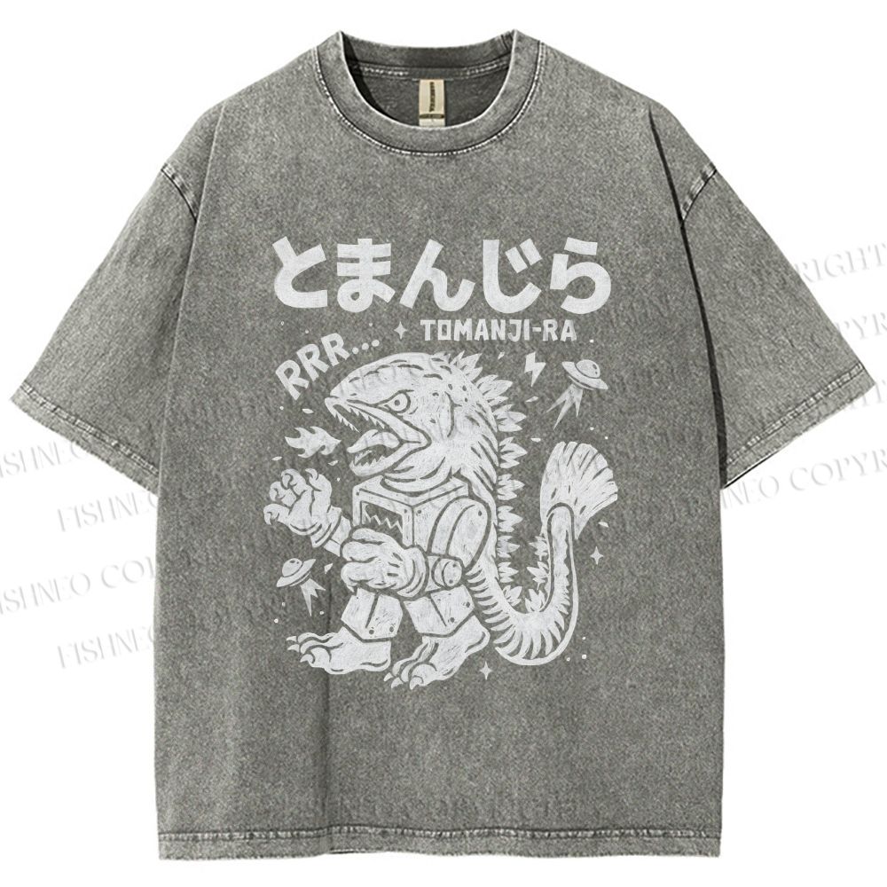 Unisex Monster Printed Washed Tee