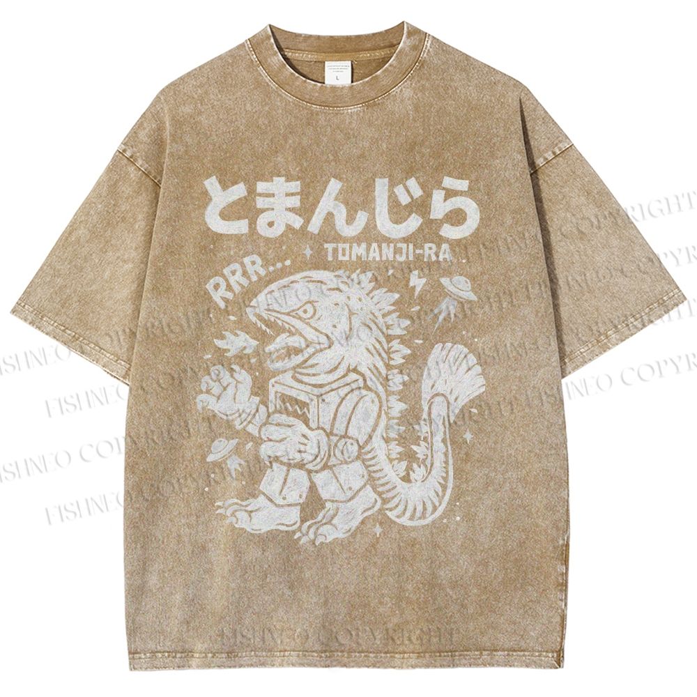 Unisex Monster Printed Washed Tee