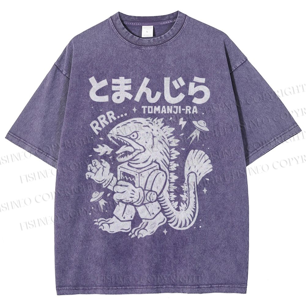 Unisex Monster Printed Washed Tee