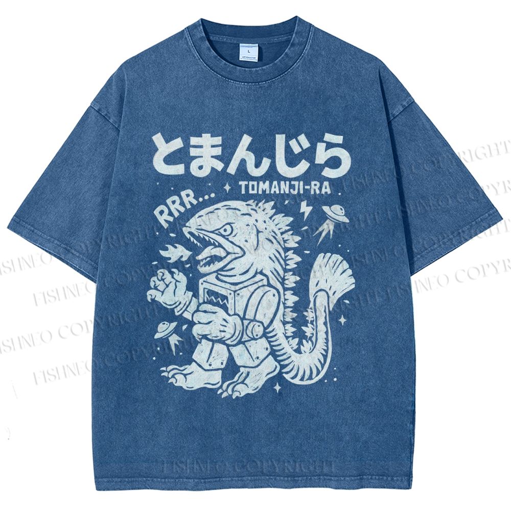 Unisex Monster Printed Washed Tee