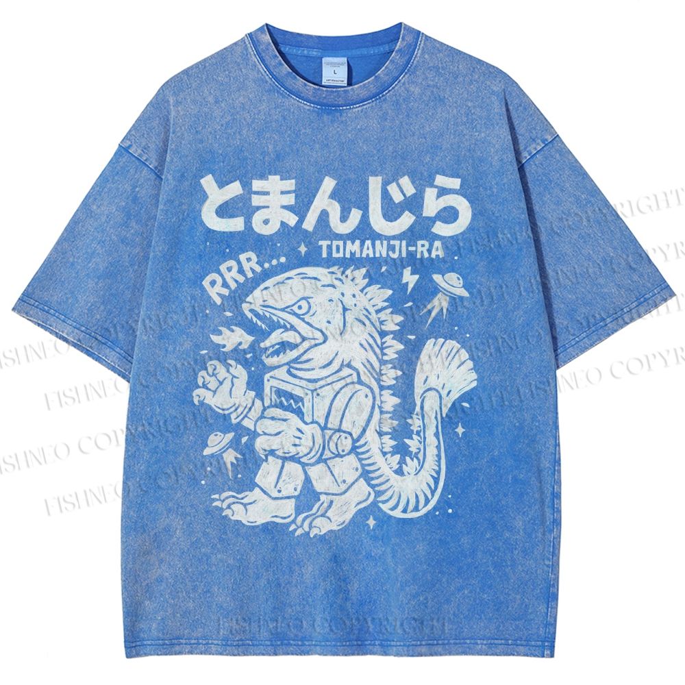 Unisex Monster Printed Washed Tee