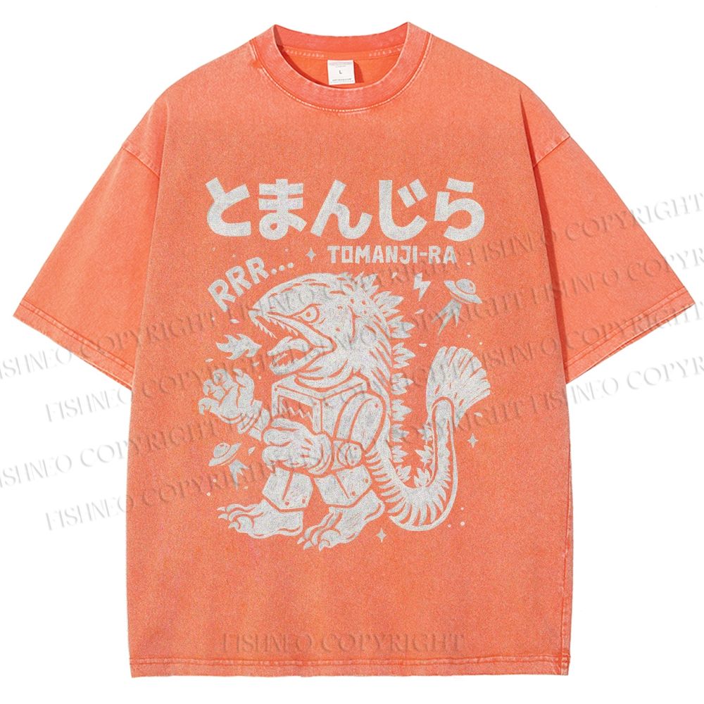 Unisex Monster Printed Washed Tee
