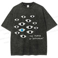 Unisex Artistic Eyes Printed Washed Tee