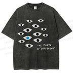 Unisex Artistic Eyes Printed Washed Tee