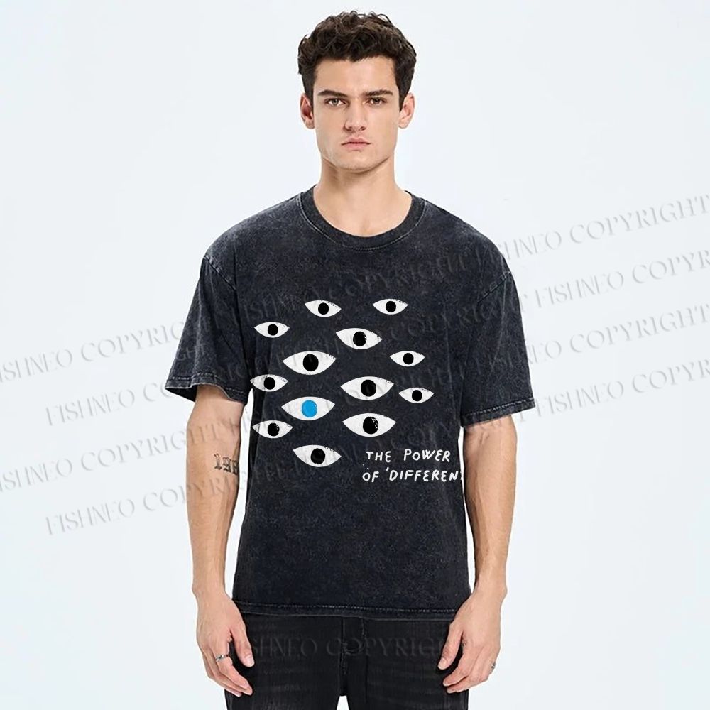 Unisex Artistic Eyes Printed Washed Tee