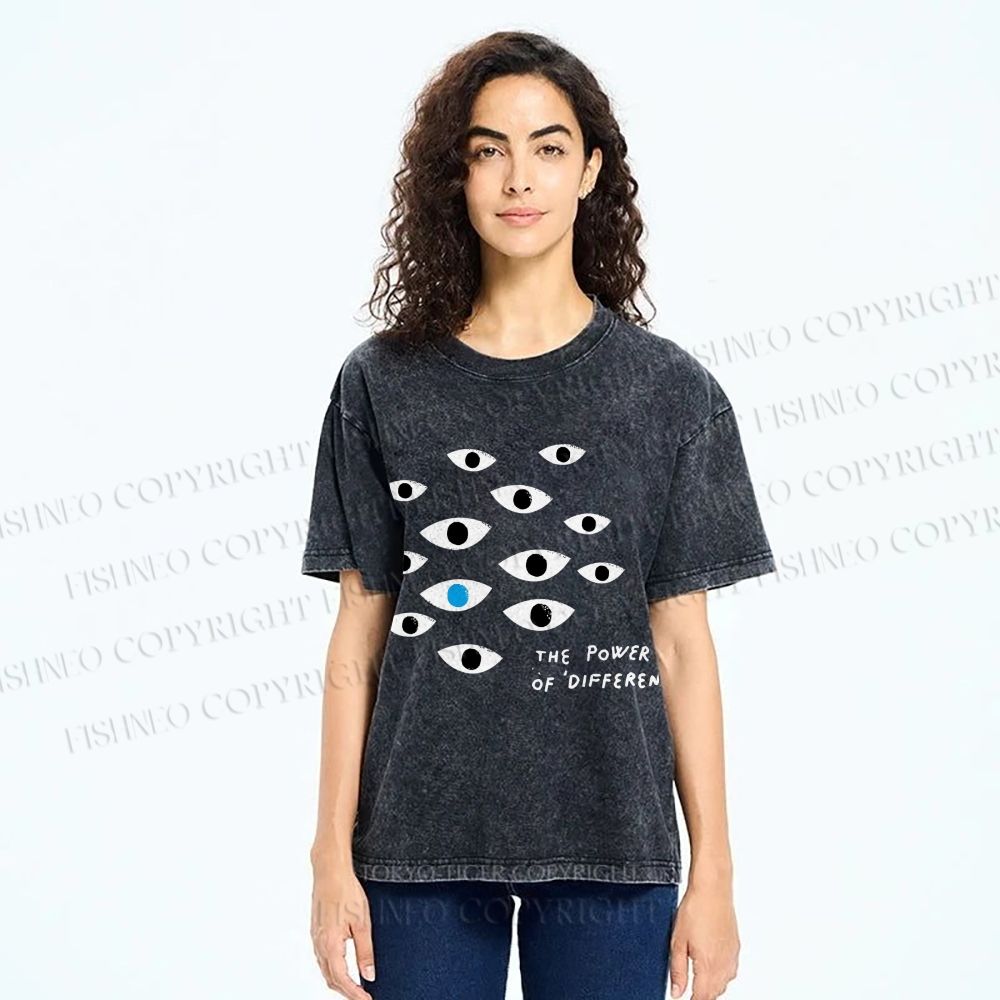 Unisex Artistic Eyes Printed Washed Tee