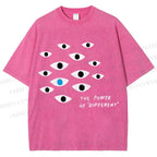 Unisex Artistic Eyes Printed Washed Tee