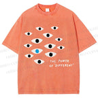 Unisex Artistic Eyes Printed Washed Tee