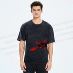 Unisex Japanese Anime Man Printed Washed Tee