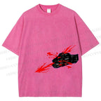 Unisex Japanese Anime Man Printed Washed Tee