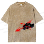 Unisex Japanese Anime Man Printed Washed Tee