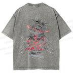 Unisex Japanese Anime Man Printed Washed Tee