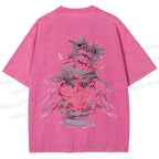 Unisex Japanese Anime Man Printed Washed Tee