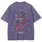 Unisex Japanese Anime Man Printed Washed Tee