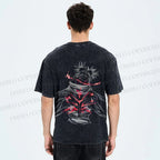 Unisex Japanese Anime Man Printed Washed Tee