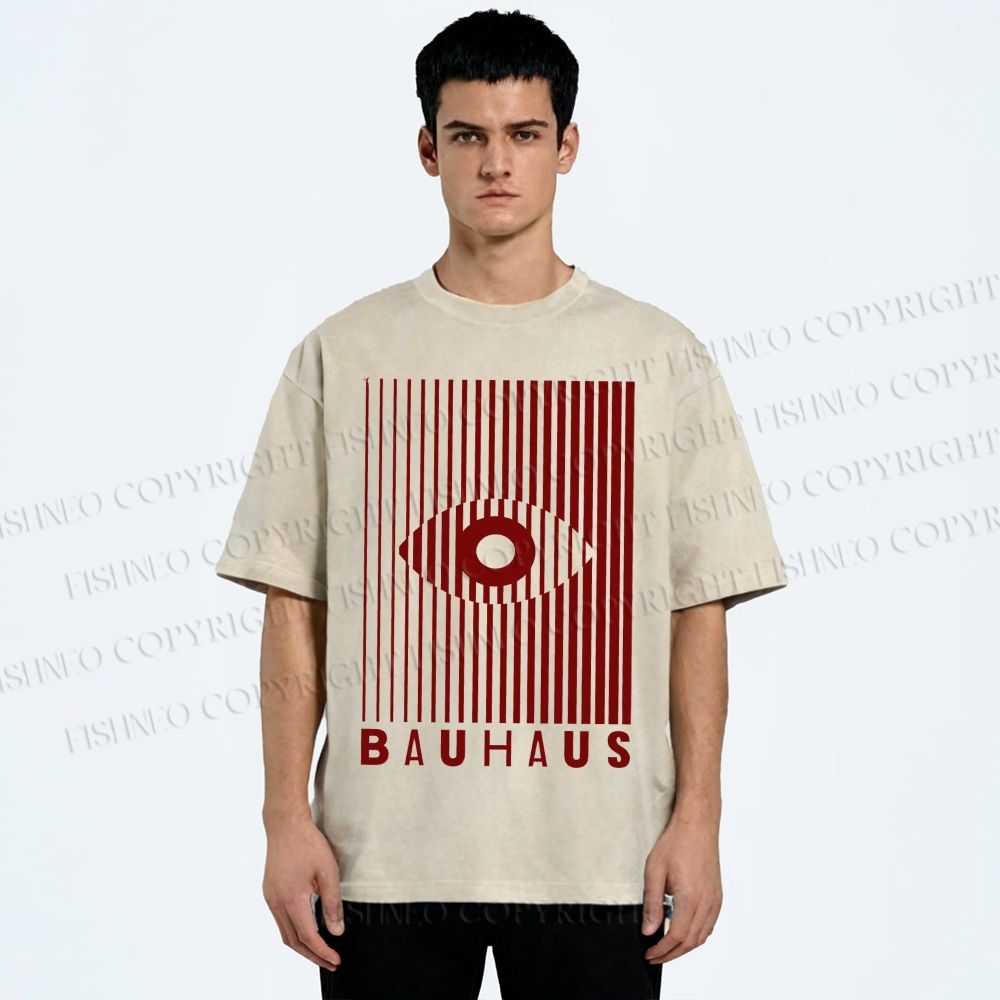 Unisex Bauhaus Eye Design Printed Washed Tee