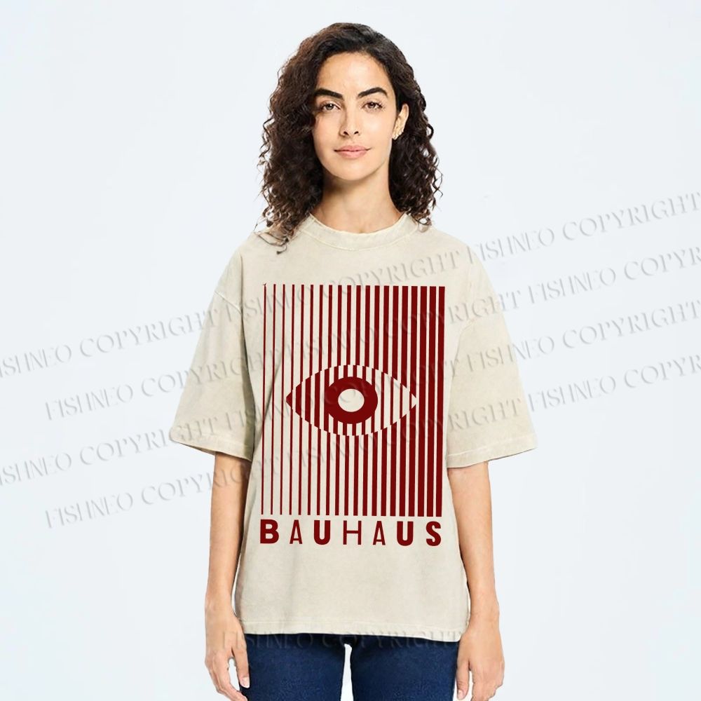 Unisex Bauhaus Eye Design Printed Washed Tee