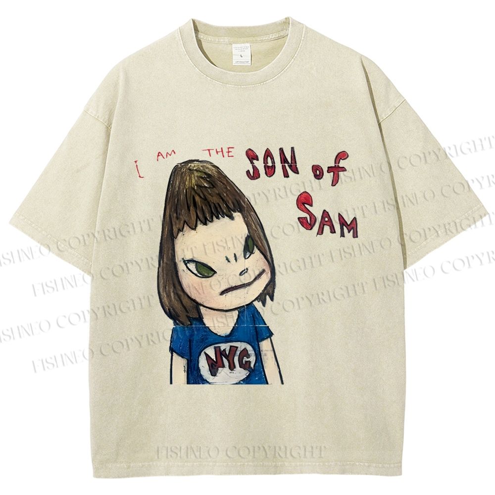 Unisex Japanese Art Yoshitomo Nara Son Of Sam Printed Washed Tee