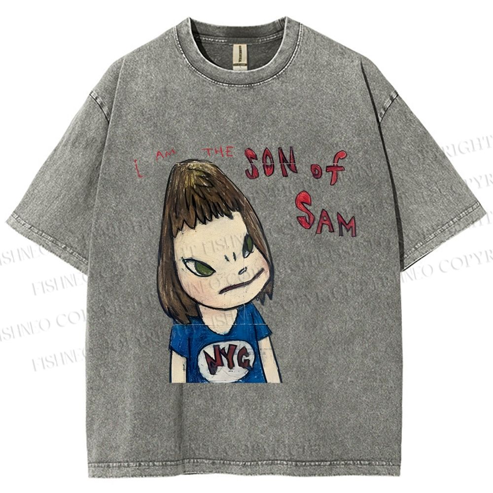 Unisex Japanese Art Yoshitomo Nara Son Of Sam Printed Washed Tee