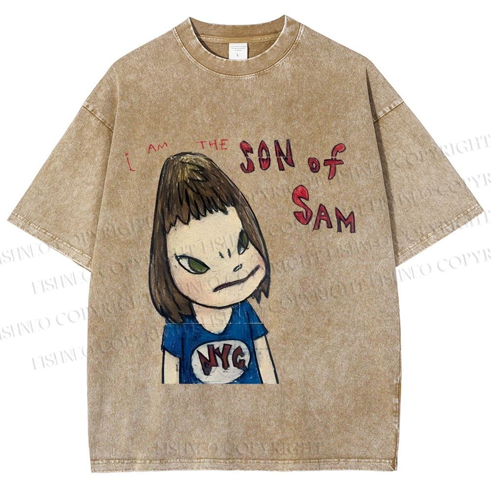 Unisex Japanese Art Yoshitomo Nara Son Of Sam Printed Washed Tee