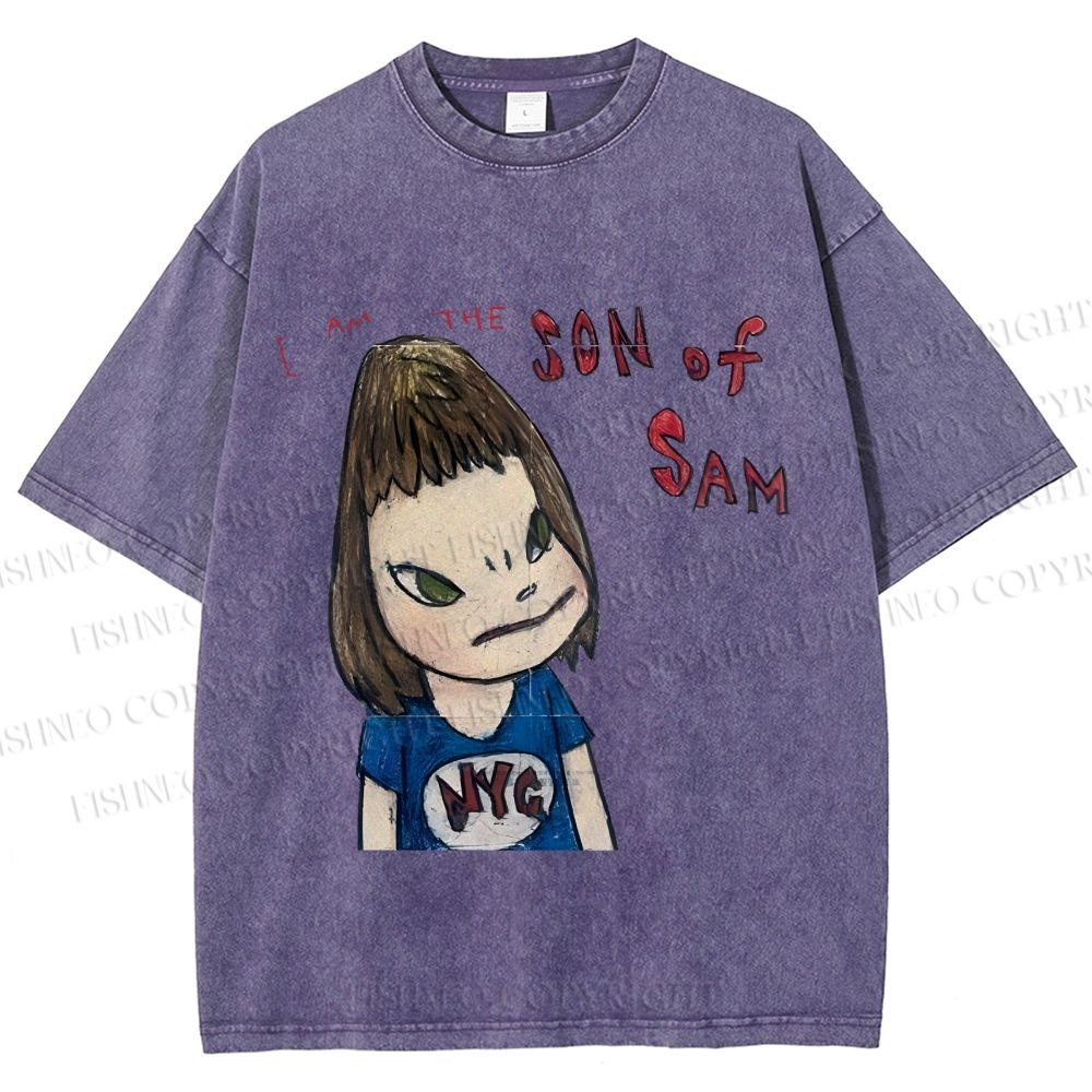 Unisex Japanese Art Yoshitomo Nara Son Of Sam Printed Washed Tee
