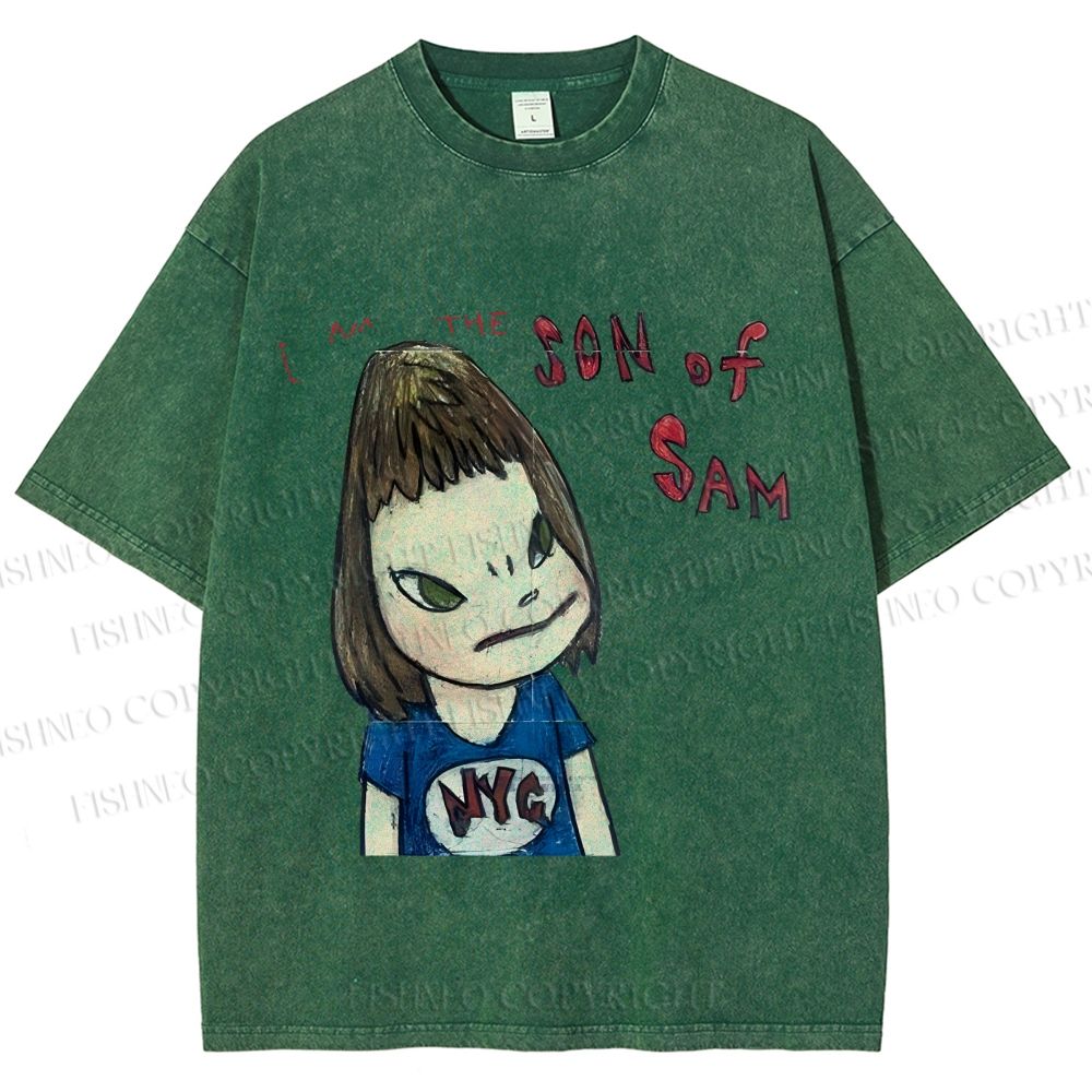 Unisex Japanese Art Yoshitomo Nara Son Of Sam Printed Washed Tee