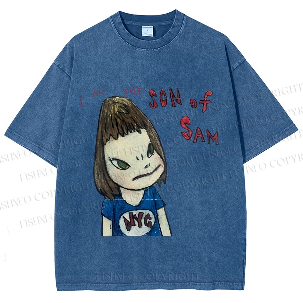 Unisex Japanese Art Yoshitomo Nara Son Of Sam Printed Washed Tee