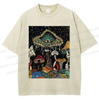 Unisex Magic Mushroom Eye Printed Washed Tee