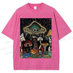 Unisex Magic Mushroom Eye Printed Washed Tee