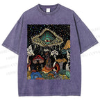 Unisex Magic Mushroom Eye Printed Washed Tee