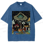 Unisex Magic Mushroom Eye Printed Washed Tee