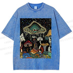 Unisex Magic Mushroom Eye Printed Washed Tee