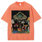 Unisex Magic Mushroom Eye Printed Washed Tee