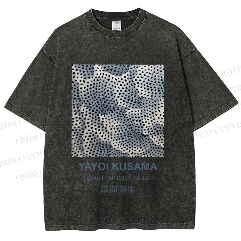 Unisex Japanese Art Yayoi Kusama Printed Washed Tee
