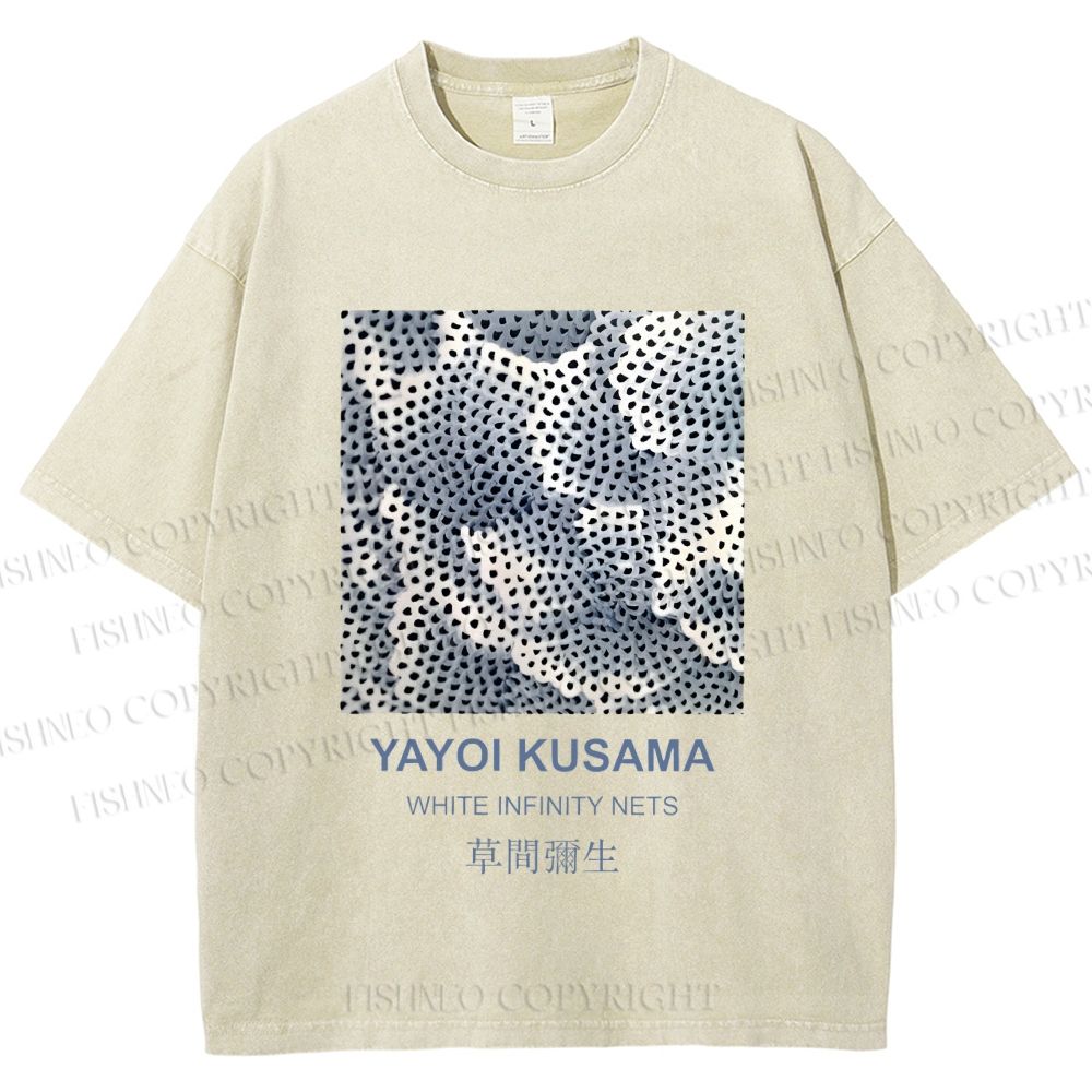 Unisex Japanese Art Yayoi Kusama Printed Washed Tee