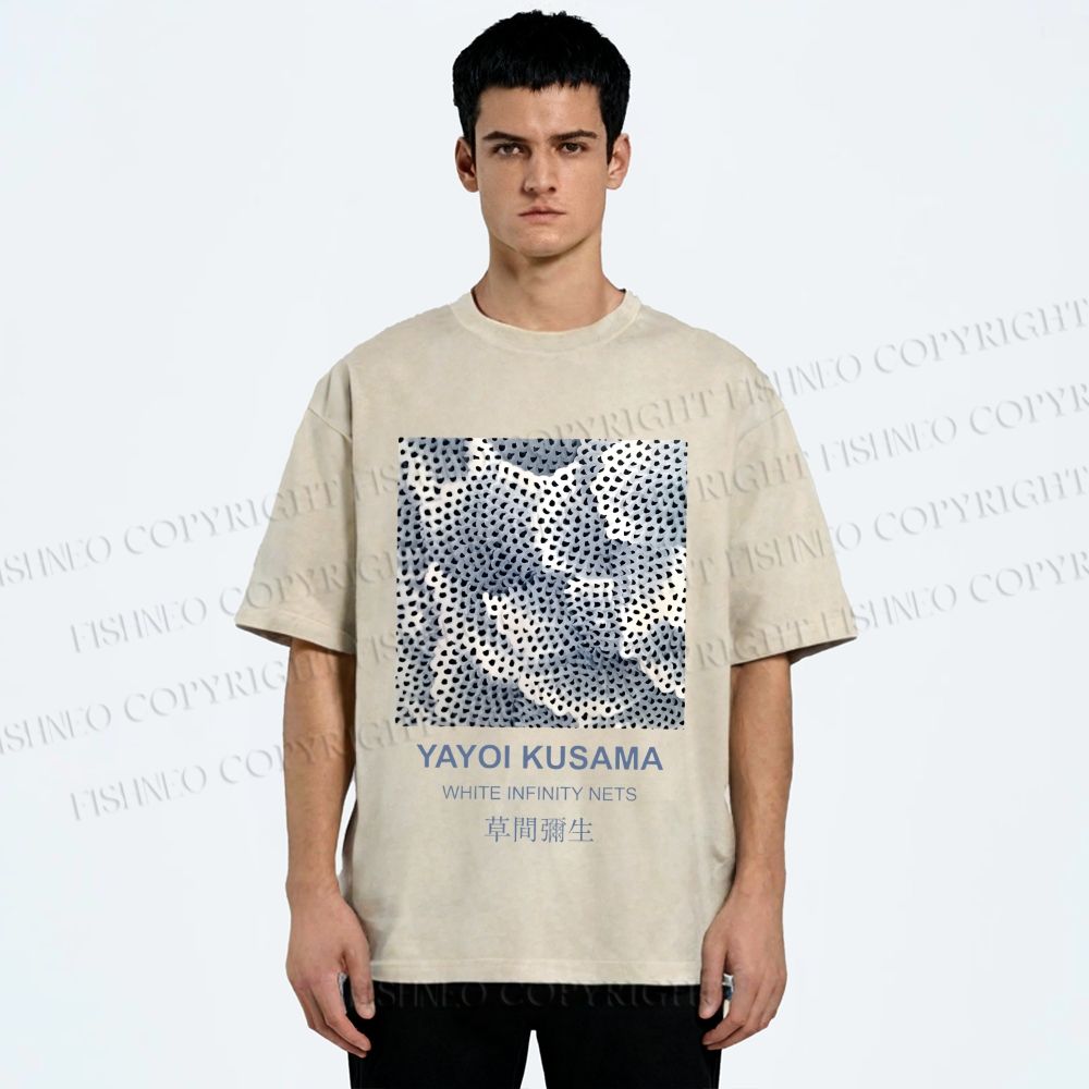 Unisex Japanese Art Yayoi Kusama Printed Washed Tee