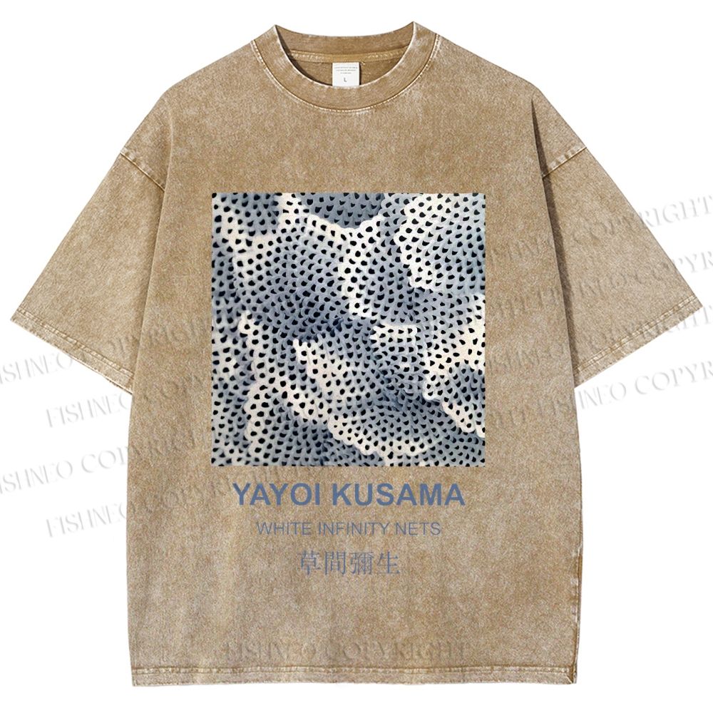 Unisex Japanese Art Yayoi Kusama Printed Washed Tee