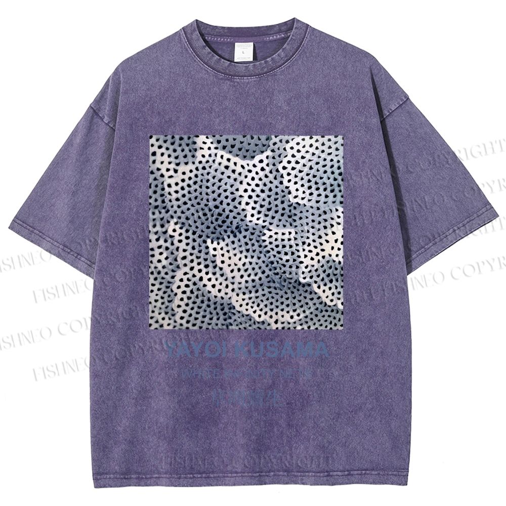 Unisex Japanese Art Yayoi Kusama Printed Washed Tee