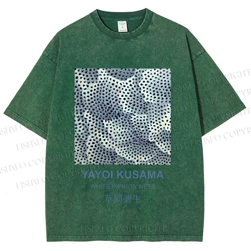 Unisex Japanese Art Yayoi Kusama Printed Washed Tee