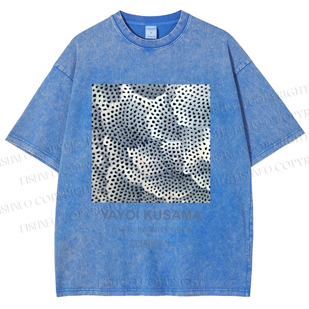 Unisex Japanese Art Yayoi Kusama Printed Washed Tee