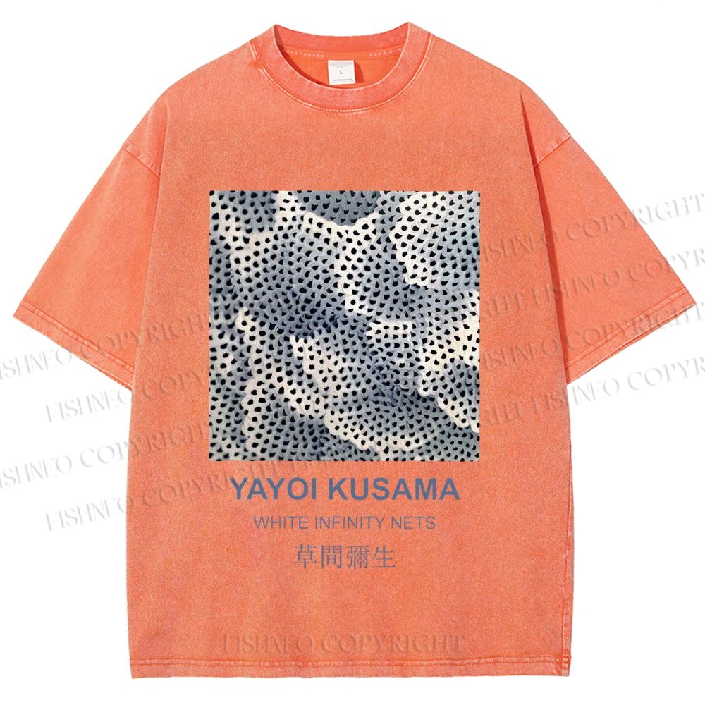 Unisex Japanese Art Yayoi Kusama Printed Washed Tee