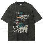 Unisex Vintage Funny Slow Duck Printed Washed Tee